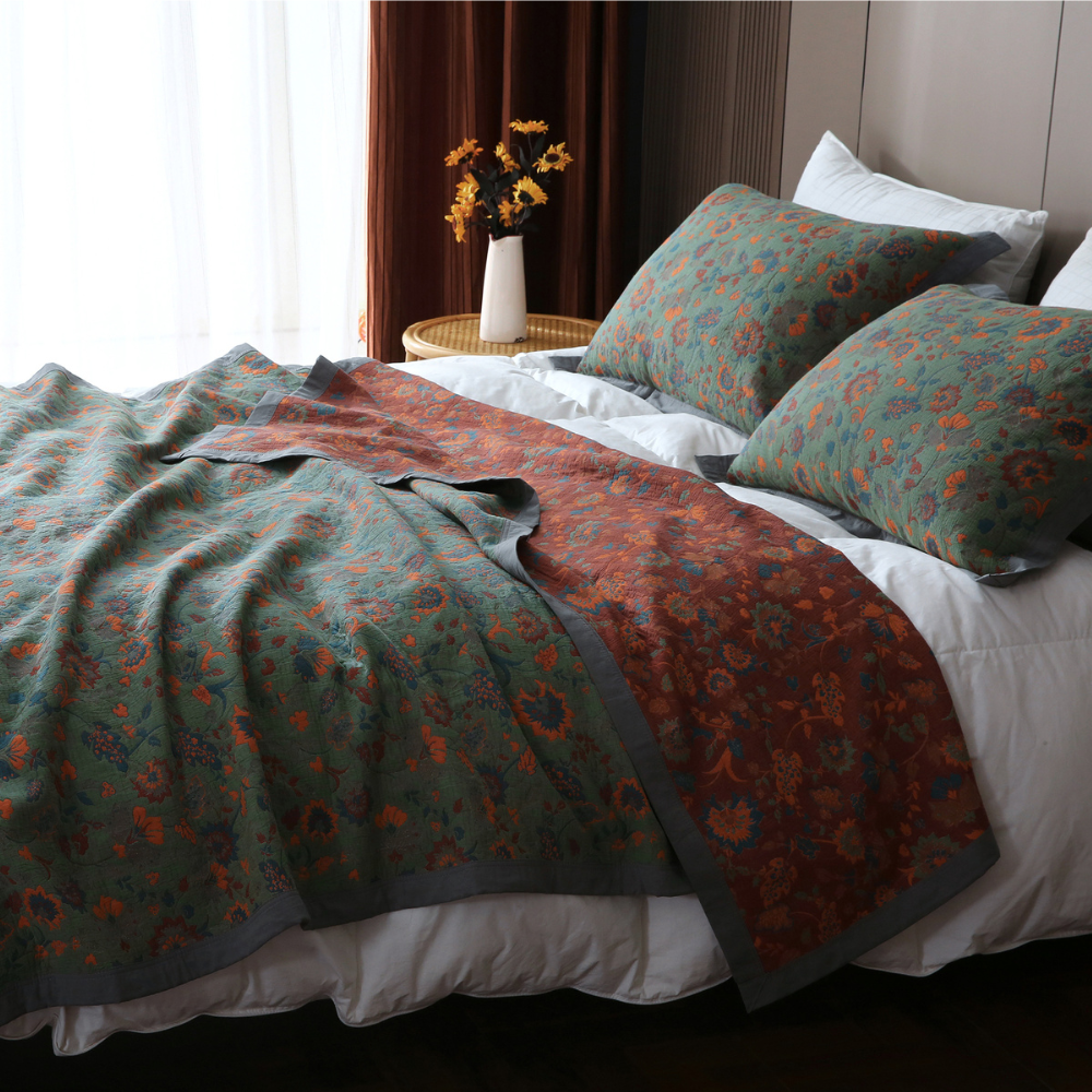 Garduru Chic - Retro-Decke mit eleganten Blumenmustern