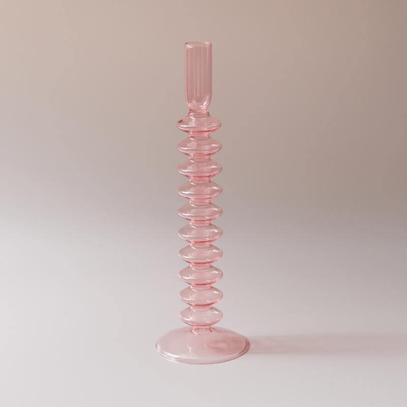 Garduru Pink Glas Kerzenhalter & Vasen Set | Elegantes Design | Vielseitige Tischdekoration