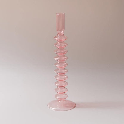 Garduru Pink Glas Kerzenhalter & Vasen Set | Elegantes Design | Vielseitige Tischdekoration