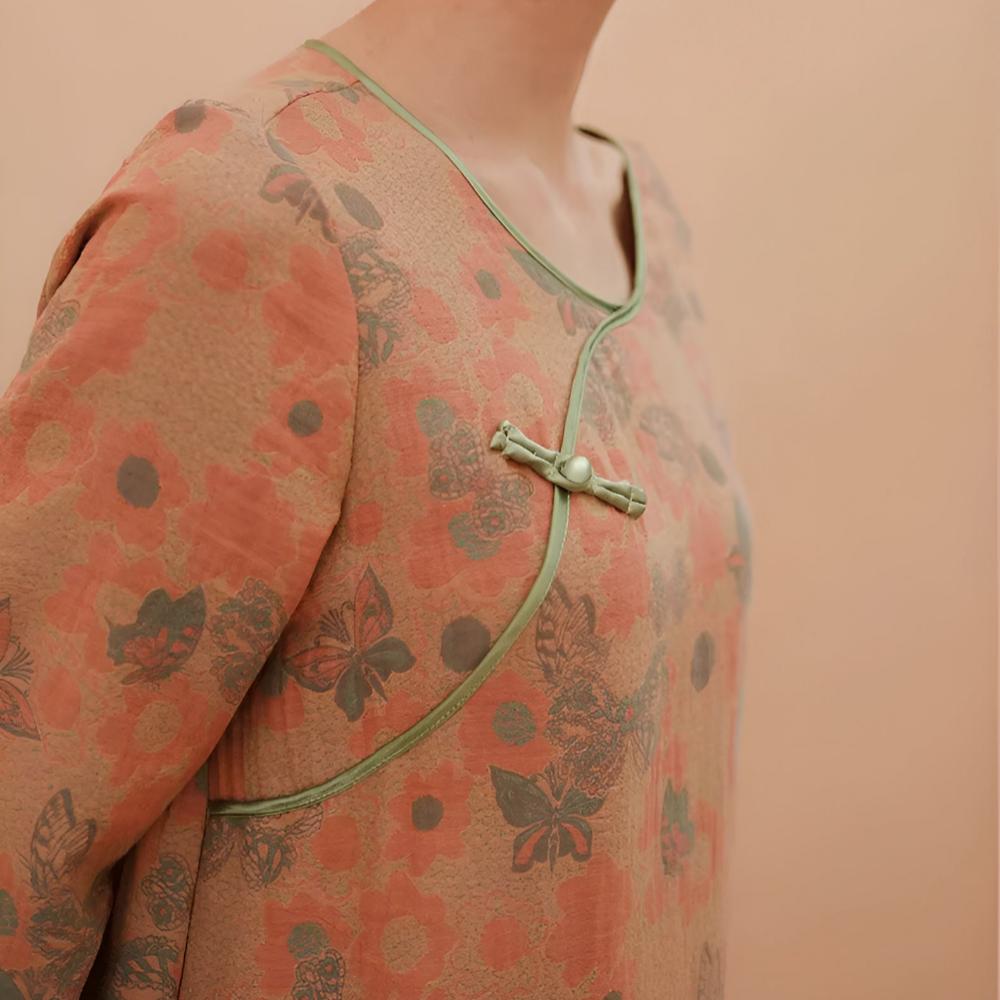 Retro-Stil Langarm-Nachtkleid