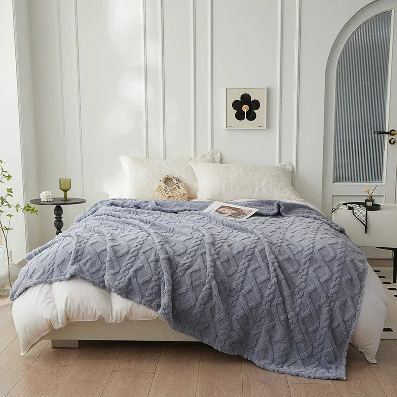 Doppelseitige Kuscheldecke aus Wolle