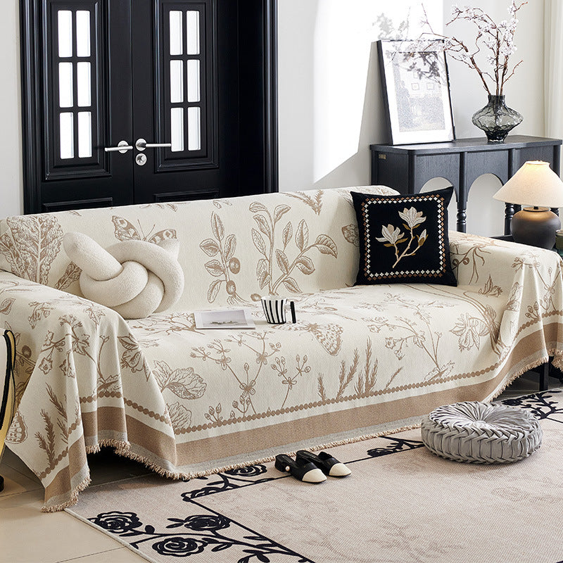 Romantische botanische Chenille Sofa-/Couchbezug