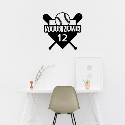 Benutzerdefinierte Baseball-Monogramm - Metallschild
