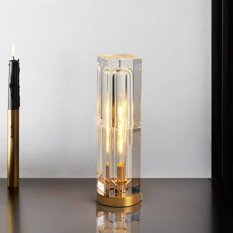 Garduru Kristall Tischlampe | Geometrisches Design | Rechteckig oder Quadratisch | 1-flammig