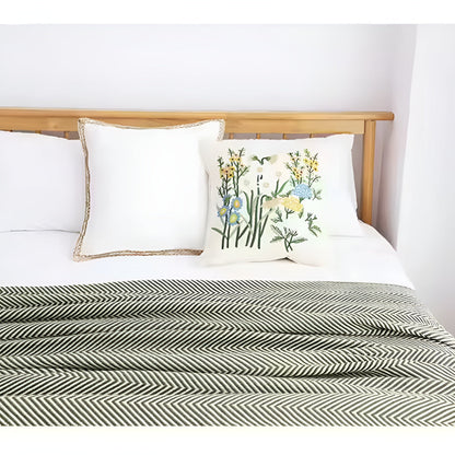 Fischgrätenmuster Quasten Strickdecke