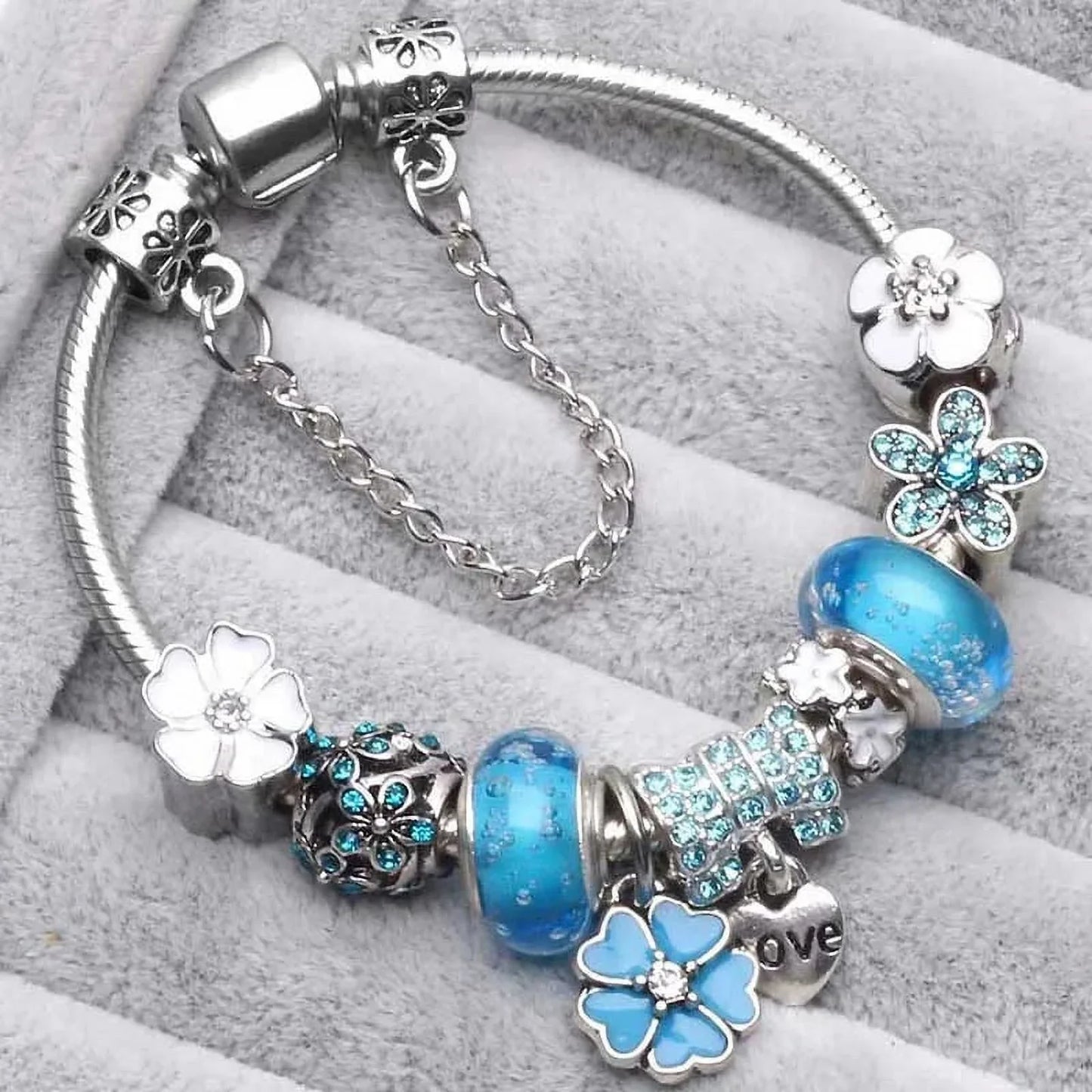 Armband Silber Charm | Florale Perlen Geschenk Schmuck Frauen