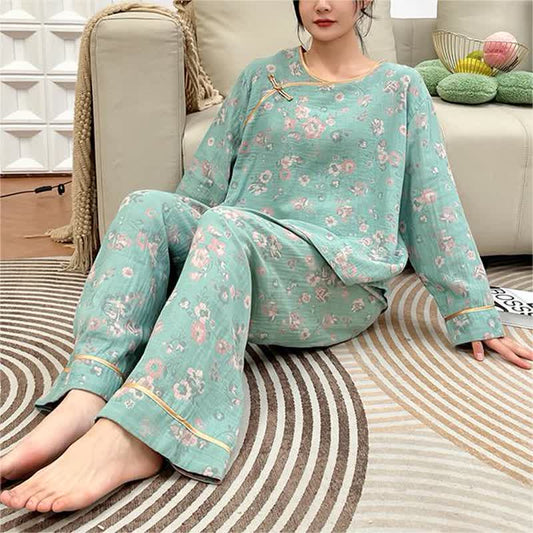 Pyjama-Set aus Baumwolle mit Pfingstrose in Übergröße