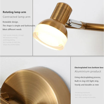 Drehbare Vintage LED Wandlampe Spiegel Leuchte 2-3 Köpfe