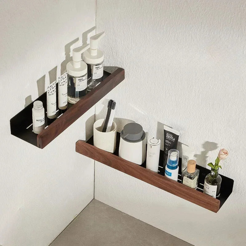 No Punch Massivholz Badezimmer Wandregal Dusche und Toiletten Organizer