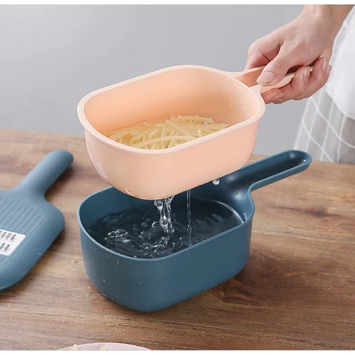 Vielseitiger Gemüsehobel mit Auffangbehälter - Multifunktionales Küchenwerkzeug zum Schneiden, Reiben und Zerkleinern