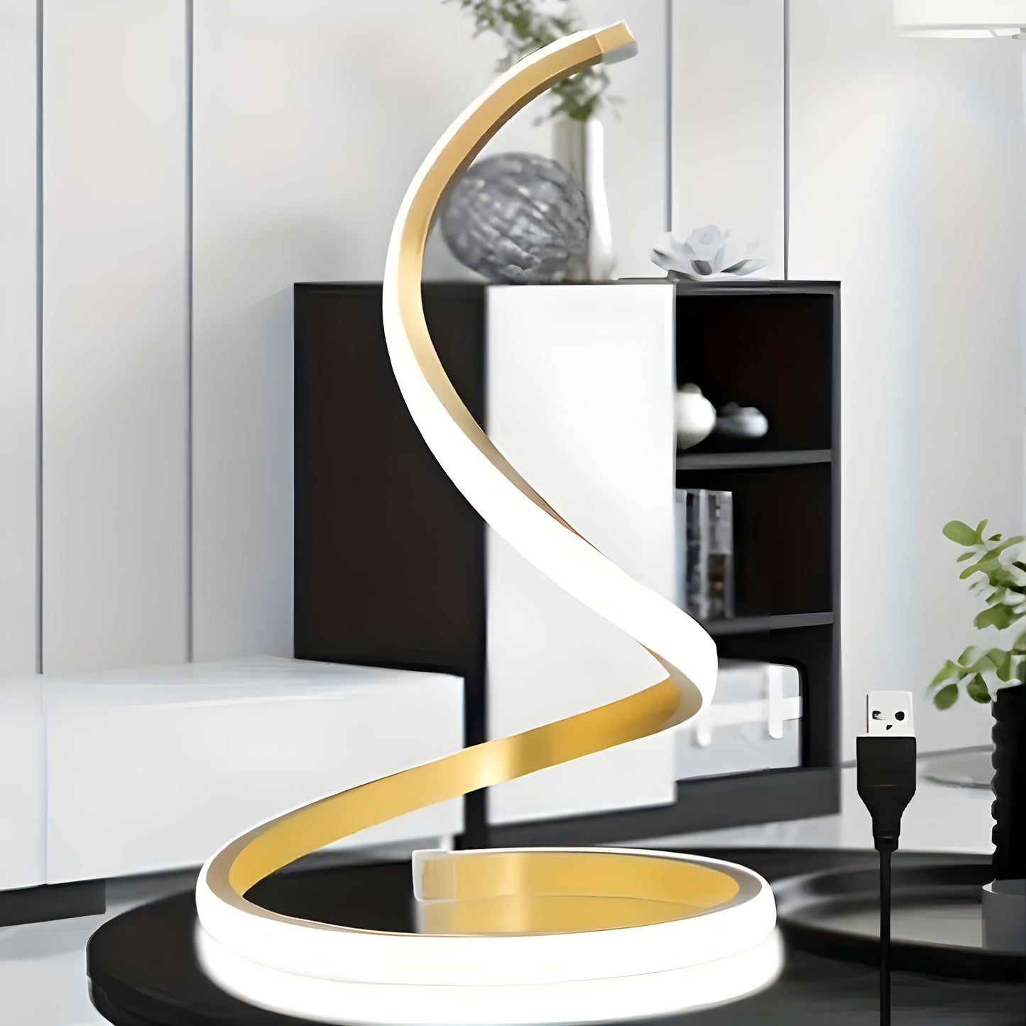 Garduru Lampe – Dekorative USB-betriebene S-förmige LED-Tischlampe