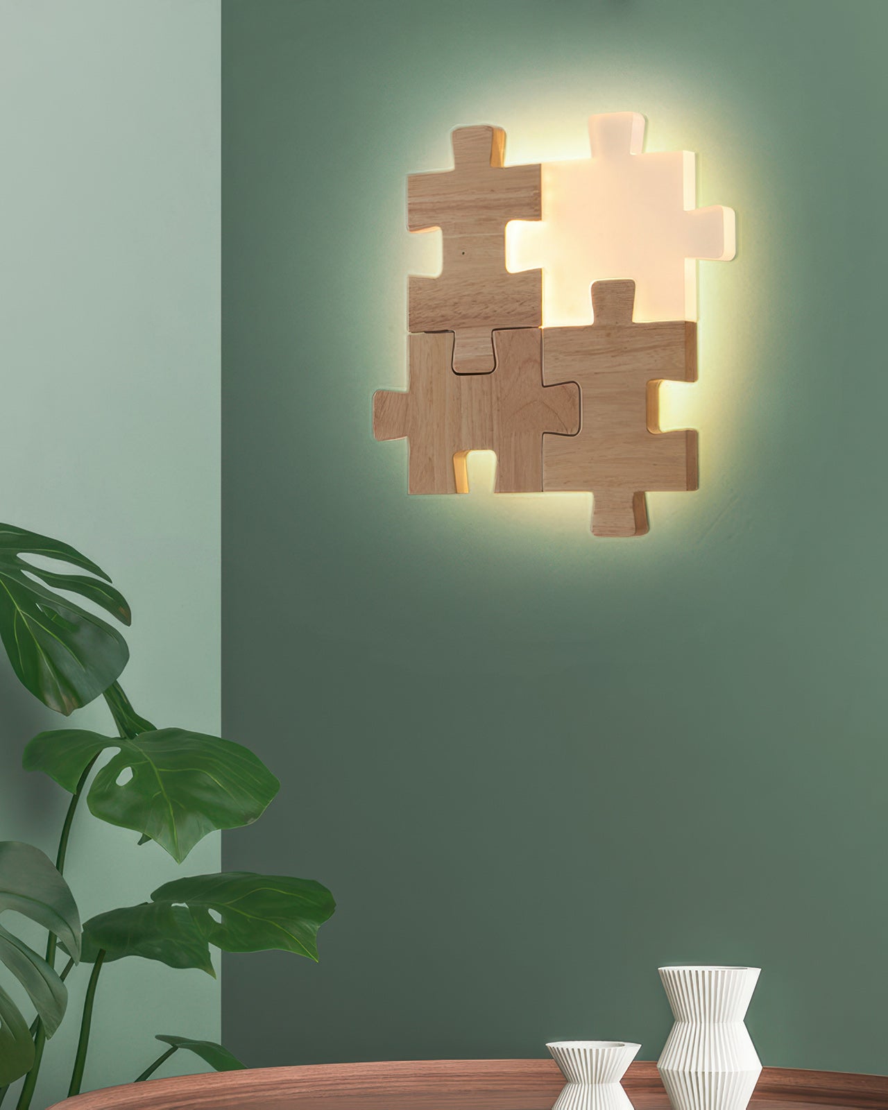 Nordic Wood Puzzles Light LED Wandleuchte