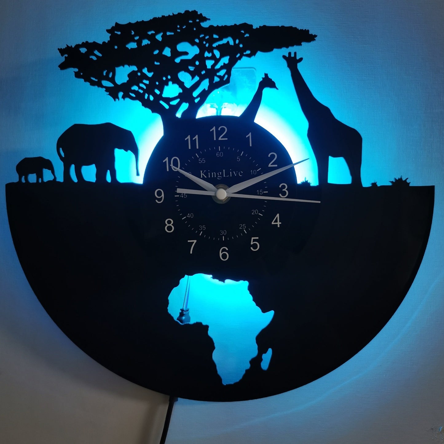 Stille Vinyl Wanduhr mit Giraffen-Design für Wohn- und Bürodekor