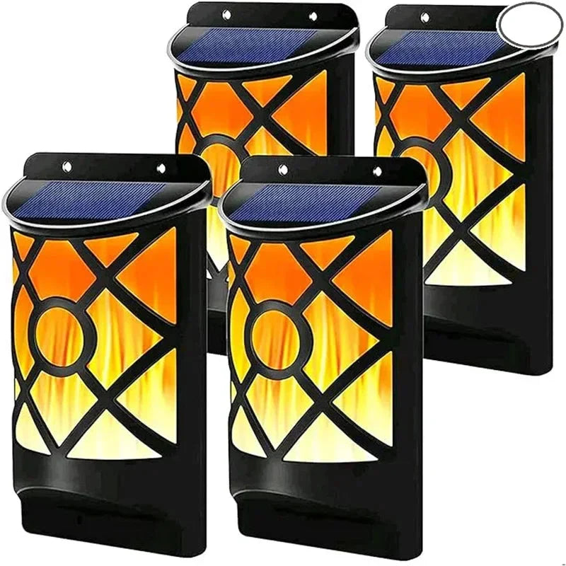 Solar Flame Lichter, 96 LED wasserdichte Wandlampen für Außen Garten, Hof und Gehweg Dekoration