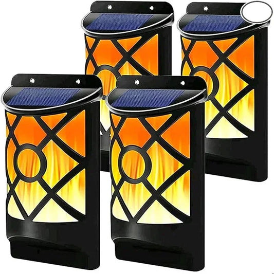Solar Flame Lichter, 96 LED wasserdichte Wandlampen für Außen Garten, Hof und Gehweg Dekoration
