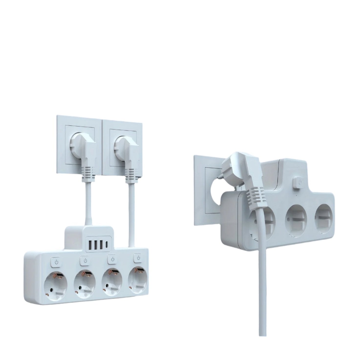 PowerHub Adapter | Effiziente Stromlösung mit 4 Steckdosen und USB-Ports