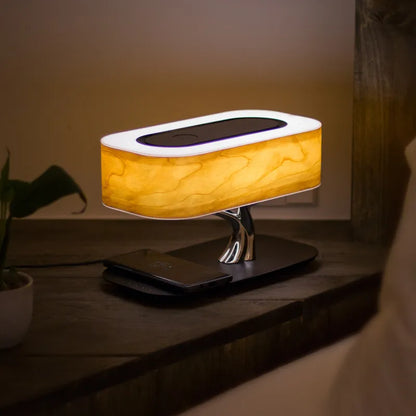 Garduru - Innovative LED-Tischlampe mit kabellosem Ladegerät und Bluetooth-Lautsprecher