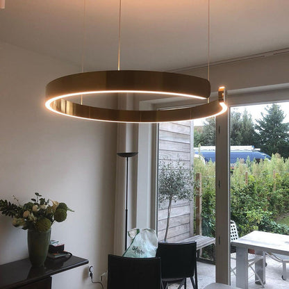 Garduru | Edge Modern Circle LED-Hängelampe aus schwarzem/weißem/goldenem Metall für Schlafzimmer/Esszimmer/Wohnzimmer