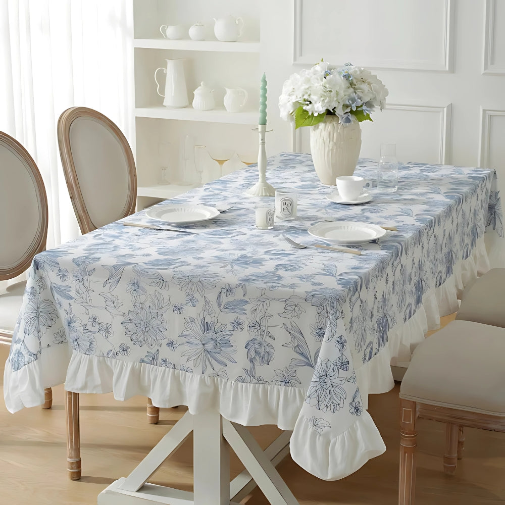 Delfina Blue Floral Lace Tischdecke