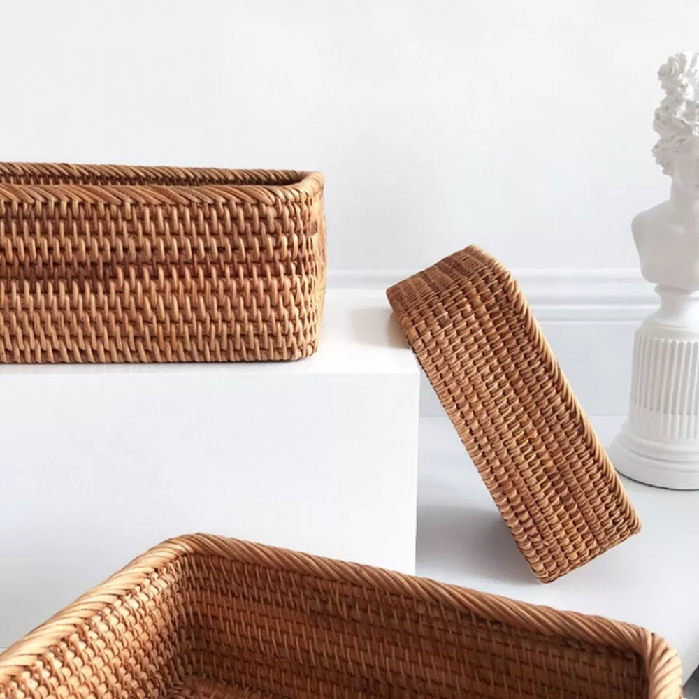 Artisan rechteckiger Rattan-Aufbewahrungskorb