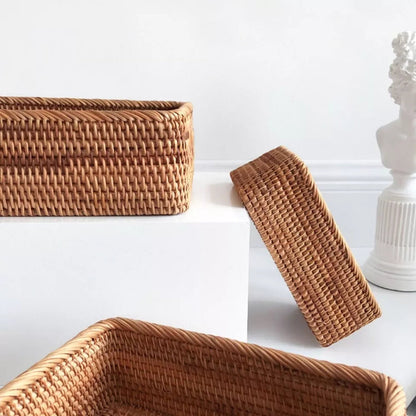 Artisan rechteckiger Rattan-Aufbewahrungskorb
