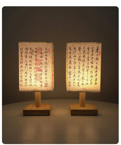 Garduru Tischlampe mit Stoffschirm | Dimmbares Nachtlicht im chinesischen Stil | Elegante Nachttischlampe & Schreibtischlampe - Konsta