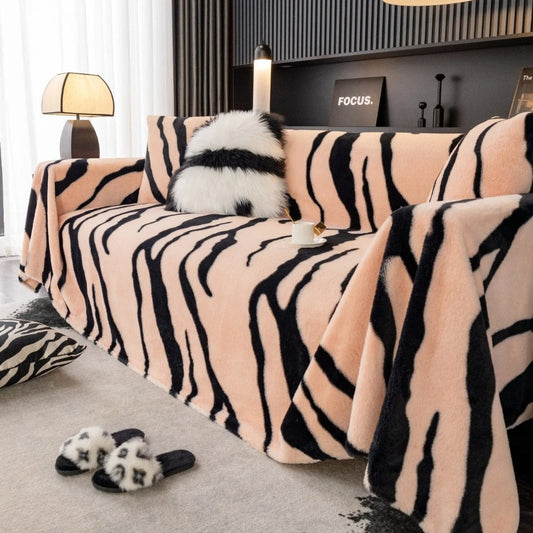 Wild Stripes Zebra Fleece Sofa Bezug