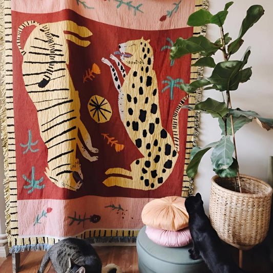 Leopard gewebte Quasten-Decke