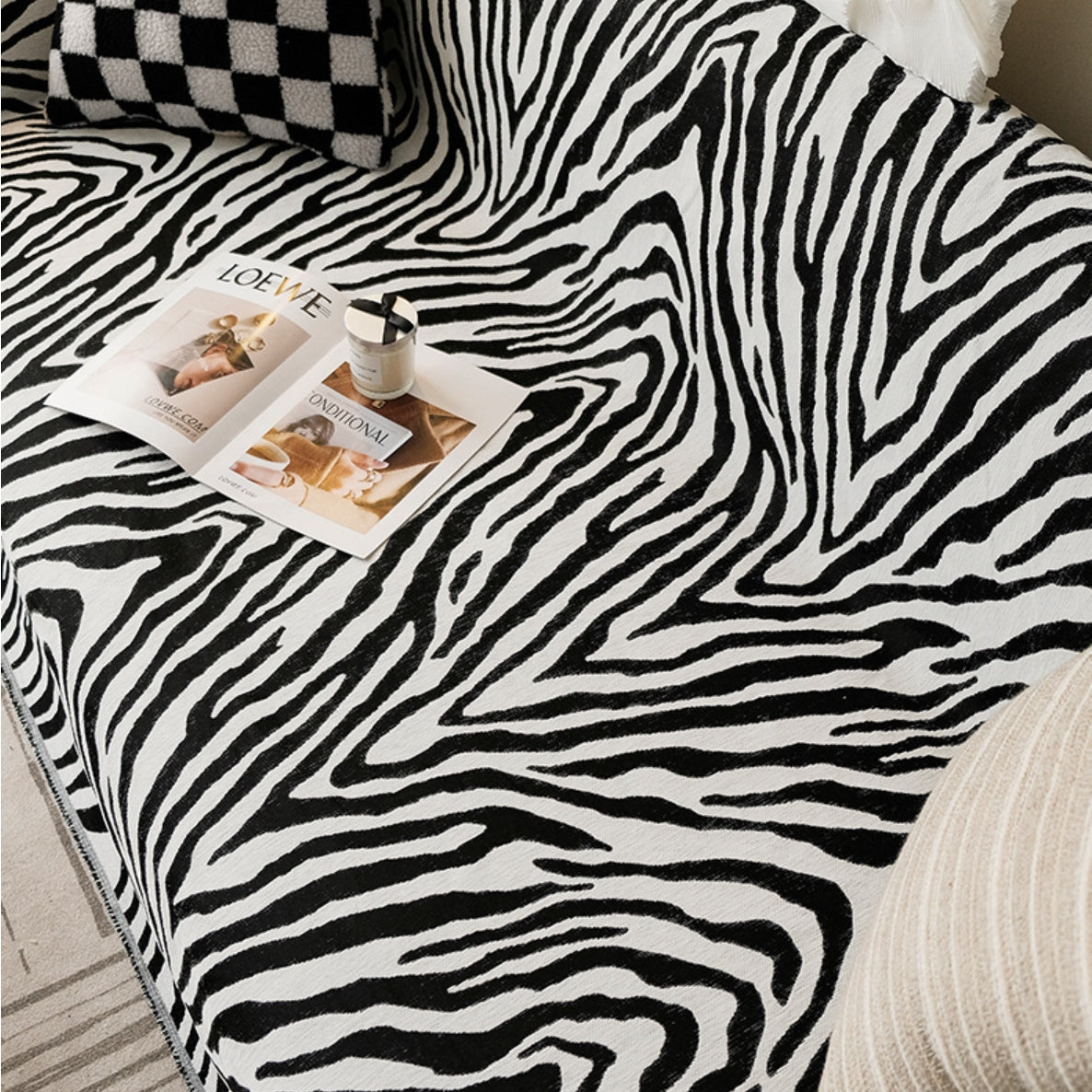 Zebra Muster Chenille Sofa/Couch Wurfdecke