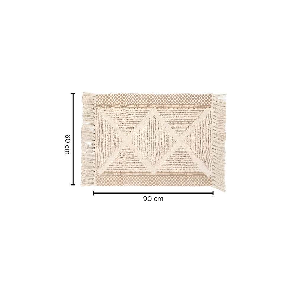 Beige Texturiertes Fransen Quaste Teppich
