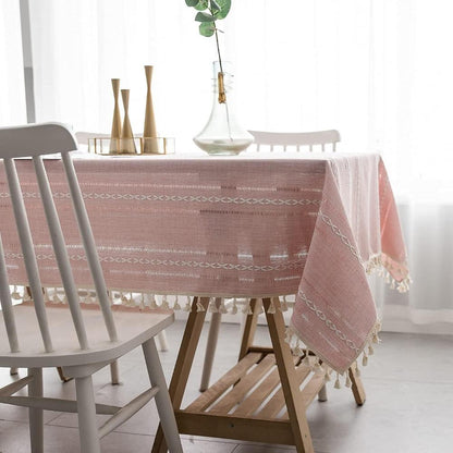 Elegante Baumwoll-Leinen-Tischdecke