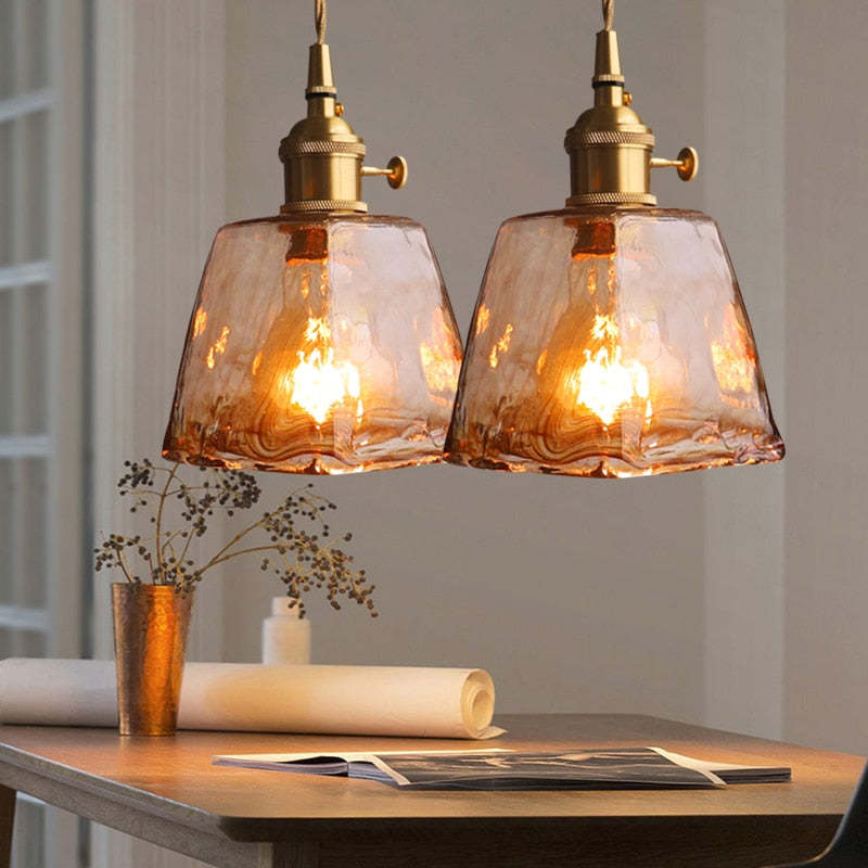 Eloise Vintage LED-Deckenlampen aus goldenem Metall und Glas für Schlafzimmer, Wohnzimmer, Esszimmer