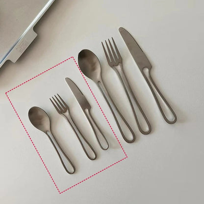 Outline Edelstahl Besteck Set – Modernes Design mit Hohlgriffen – 3-teilig für Dinner & Dessert