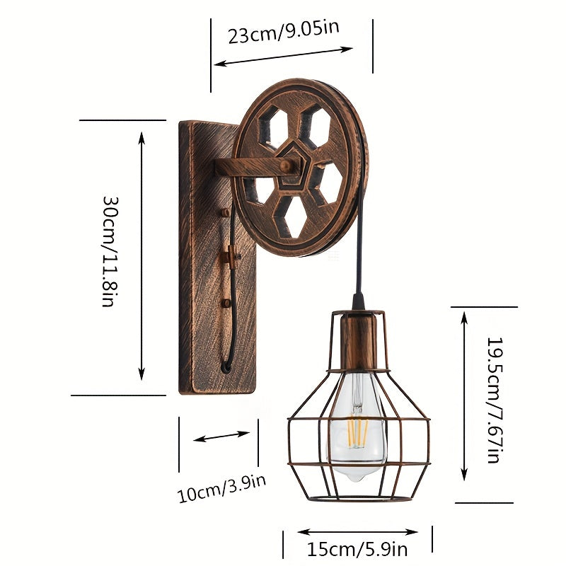 Garduru Vintage Wandleuchte | Industrielles Design | Wandlampe für Wohnzimmer & Büro | Verkabelt oder mit Stecker