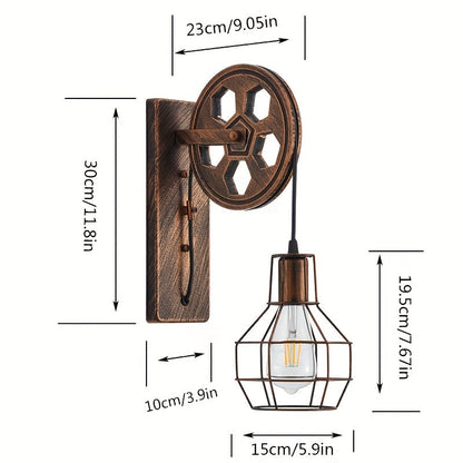 Garduru Vintage Wandleuchte | Industrielles Design | Wandlampe für Wohnzimmer & Büro | Verkabelt oder mit Stecker