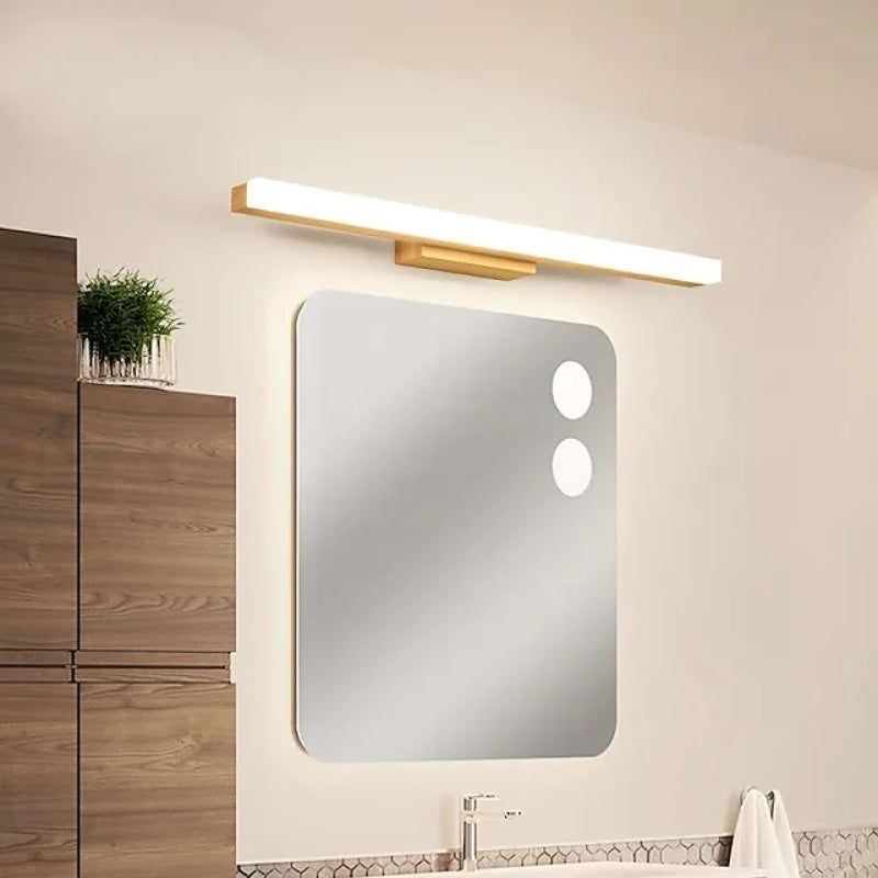 Moderne lineare LED-Wandleuchte Leigh – Badezimmer/Wohnzimmer – Holz