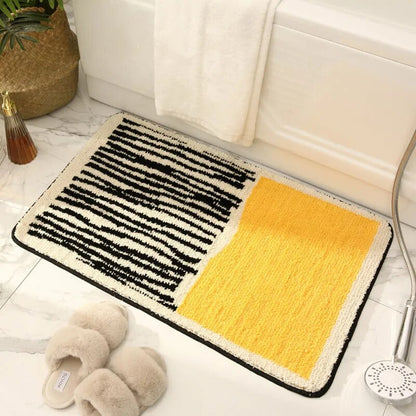 NordicFlow – Luxuriöse Handgemachte Badematte mit Abstraktem Design für Stilvolle Badezimmer