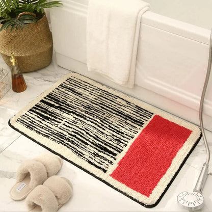 NordicFlow – Luxuriöse Handgemachte Badematte mit Abstraktem Design für Stilvolle Badezimmer