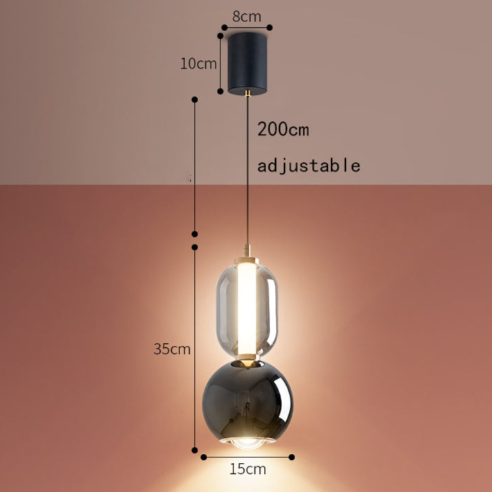 Skandinavische Kreativaufhängung aus Eisen und Glas – Moderne Minimalistische Lampe
