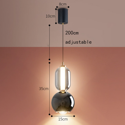 Skandinavische Kreativaufhängung aus Eisen und Glas – Moderne Minimalistische Lampe