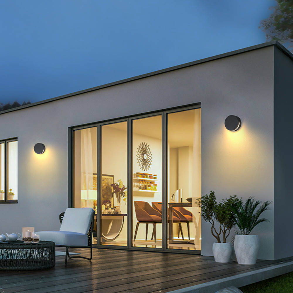 Garduru Runde Außenwandleuchte – IP65 wasserdicht Metall- und Glasdesign