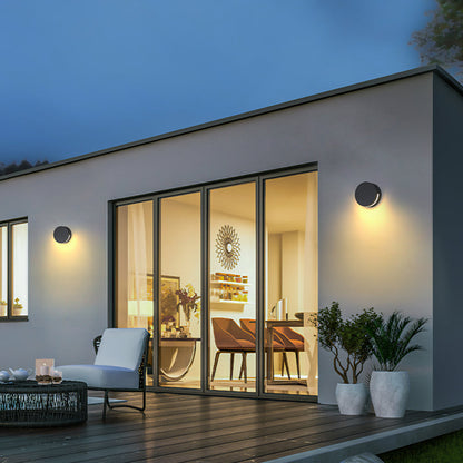 Garduru Runde Außenwandleuchte – IP65 wasserdicht Metall- und Glasdesign