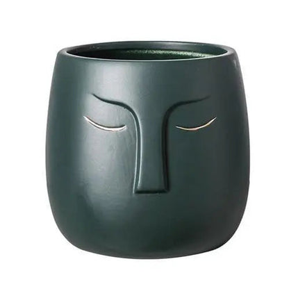 ZenVase – Luxus Keramische Schlafendes Gesicht Blumenpott mit Abstrakter Eleganz