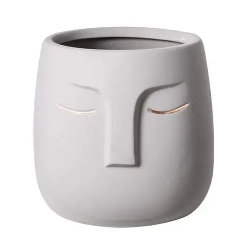 ZenVase – Luxus Keramische Schlafendes Gesicht Blumenpott mit Abstrakter Eleganz
