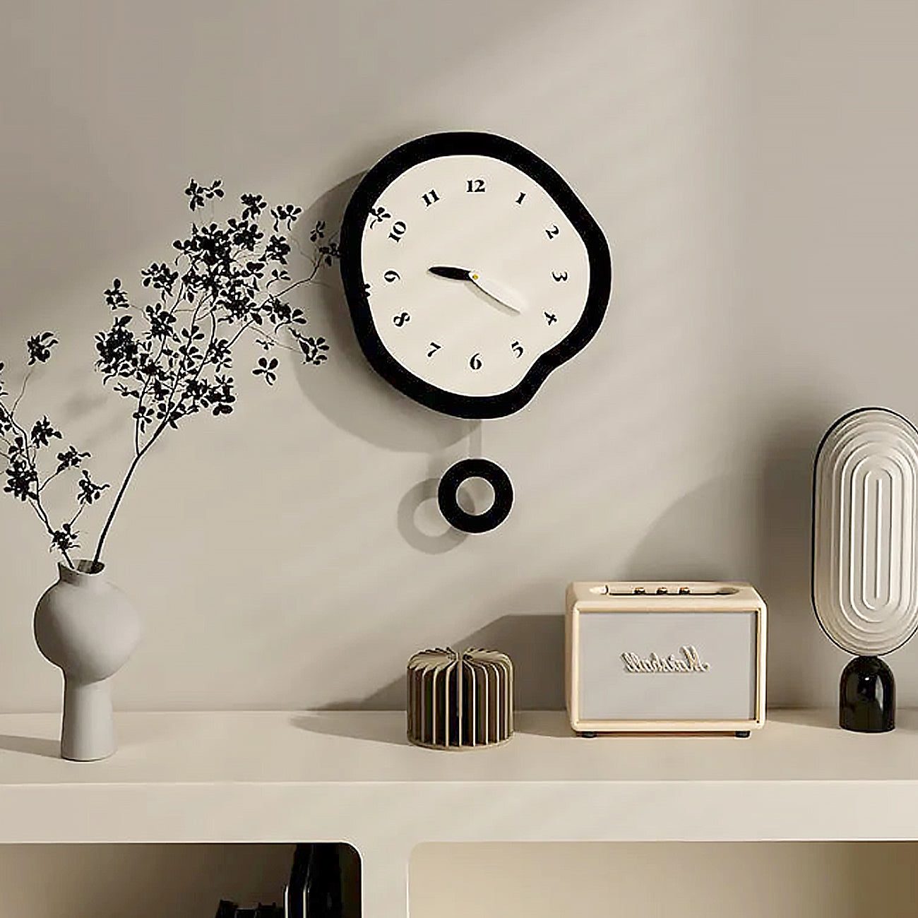 Abstract Silent Wall Clock Large with Modern Design – Stylische Uhr für Wohnzimmer und Schlafzimmer, Erhältlich in zwei Größen