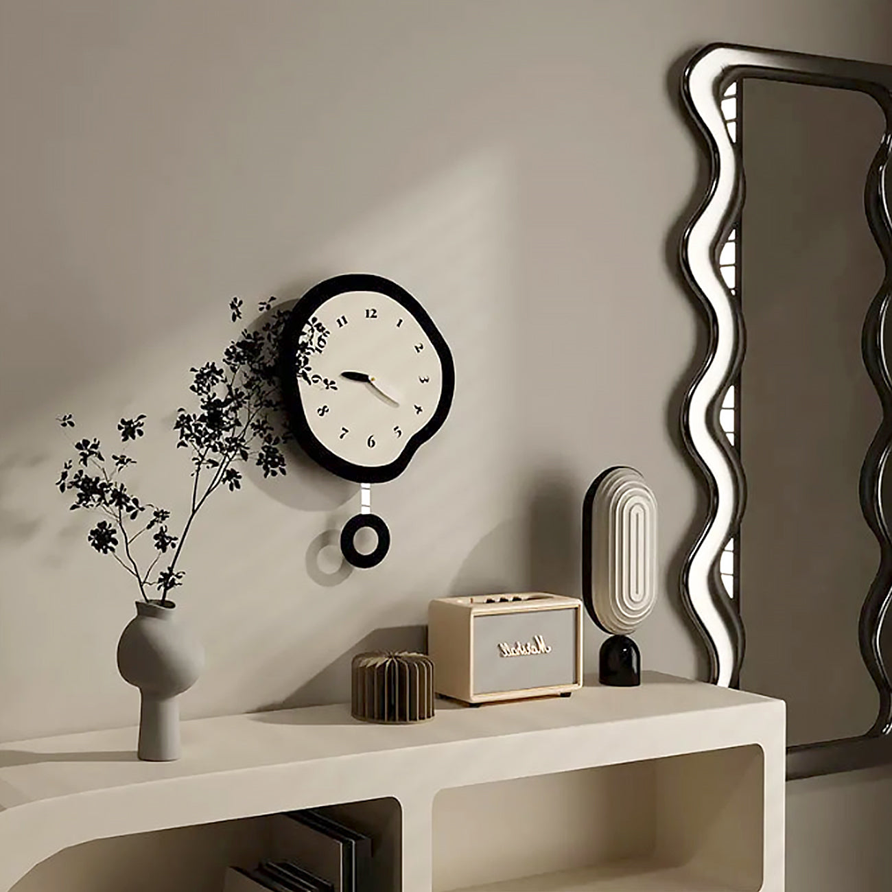 Abstract Silent Wall Clock Large with Modern Design – Stylische Uhr für Wohnzimmer und Schlafzimmer, Erhältlich in zwei Größen