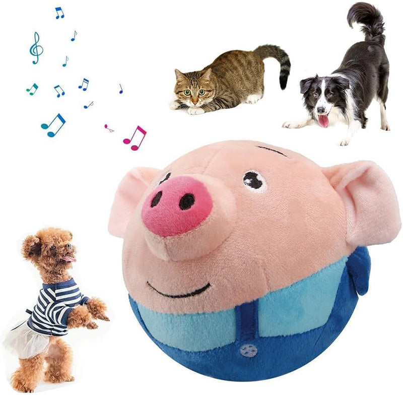 Pawellure Interaktives Bewegliches Plüschtier - Auto-Springender Ball mit Quietschen für Bewegung und Spaß, Waschbarer Bezug, Perfekt für alle Hunde
