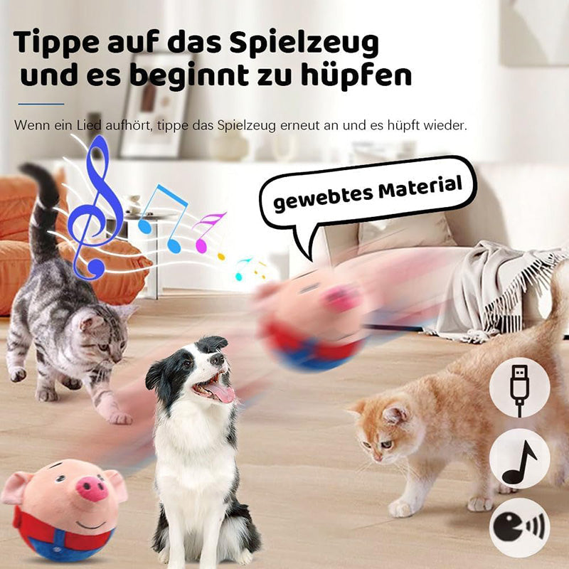 Pawellure Interaktives Bewegliches Plüschtier - Auto-Springender Ball mit Quietschen für Bewegung und Spaß, Waschbarer Bezug, Perfekt für alle Hunde