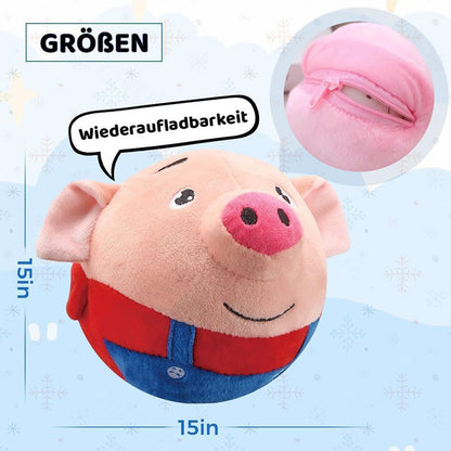 Pawellure Interaktives Bewegliches Plüschtier - Auto-Springender Ball mit Quietschen für Bewegung und Spaß, Waschbarer Bezug, Perfekt für alle Hunde