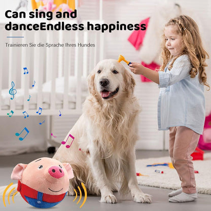 Pawellure Interaktives Bewegliches Plüschtier - Auto-Springender Ball mit Quietschen für Bewegung und Spaß, Waschbarer Bezug, Perfekt für alle Hunde
